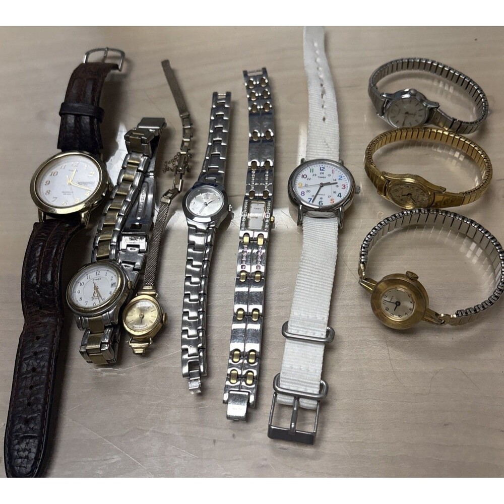 Vintage Timex Watch Lot  Of 9 For Parts Untested!